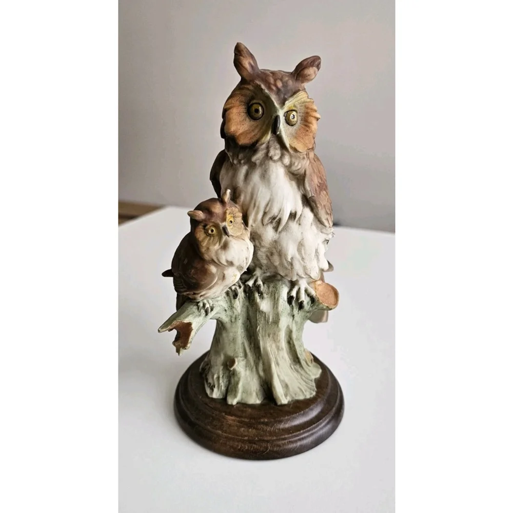 Giuseppe Armani Owl & Owlet Figurine Capodimonte Style Italy – Vintage Porcelain - Picture 3 of 16